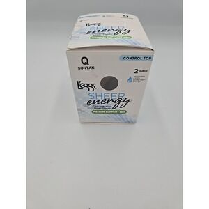 L'eggs Sheer Energy Size Q Suntan Control Top Sheer Tights Medium Support (2)‎